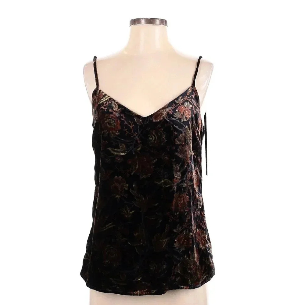 PAIGE Black Floral Velvet Camisole